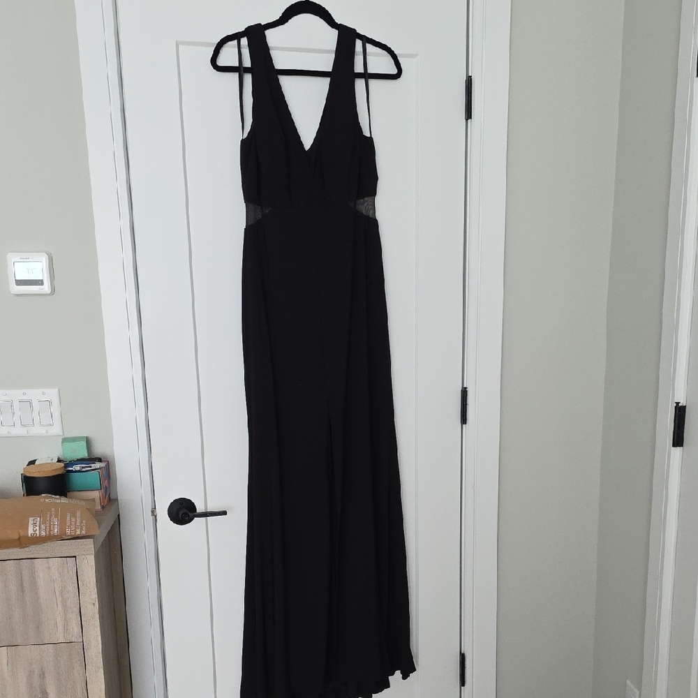 Xscape Black V-Neck Maxi Evening Gown